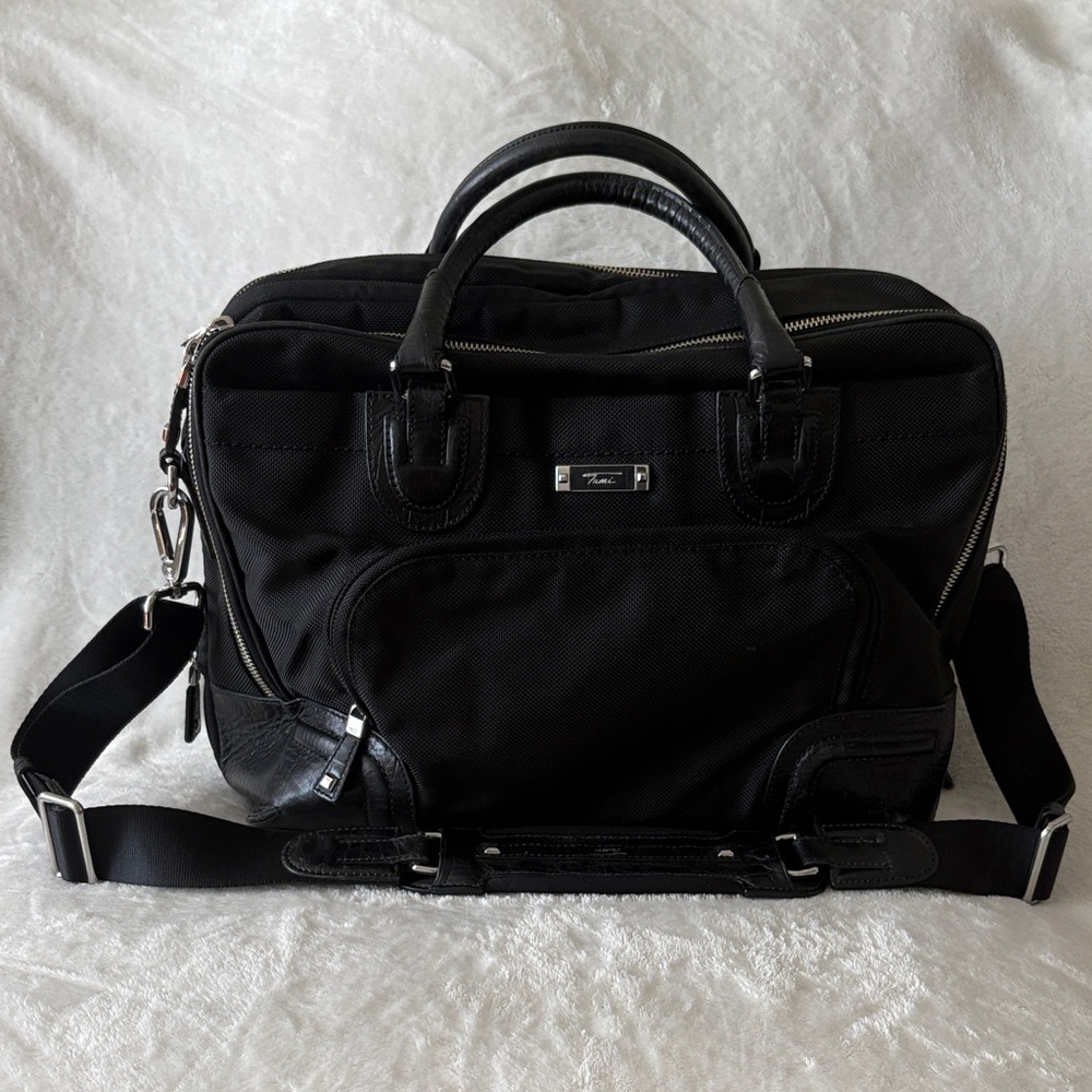 Tumi Black Nylon & Leather Briefcase Laptop Bag